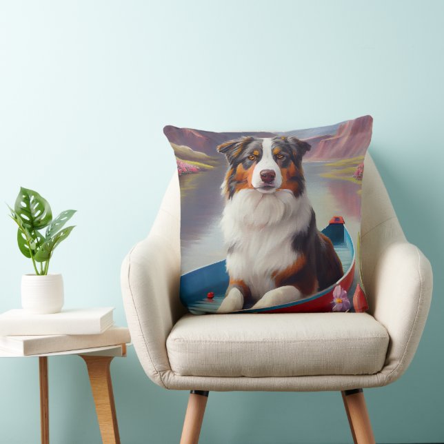 Australian Shepherd på paddel: Ett naturskönt även Kudde (Stol)