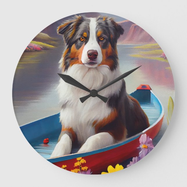 Australian Shepherd på paddel: Ett naturskönt även Stor Klocka (Framsida)