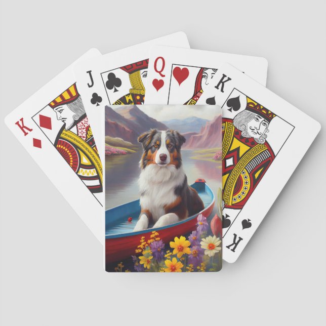 Australian shepherd på Paddle: en scen Äventyr Casinokort (Baksidan)