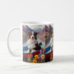 Australian shepherd på Paddle: en scen Äventyr Kaffemugg