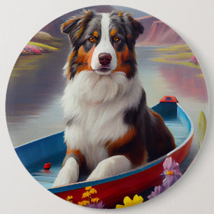 Australian shepherd på Paddle: en scen Äventyr Knapp