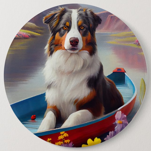 Australian shepherd på Paddle: en scen Äventyr Knapp (Framsida)
