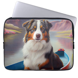 Australian shepherd på Paddle: en scen Äventyr Laptop Fodral