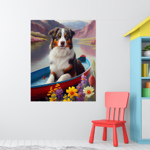 Australian shepherd på Paddle: en scen Äventyr Poster