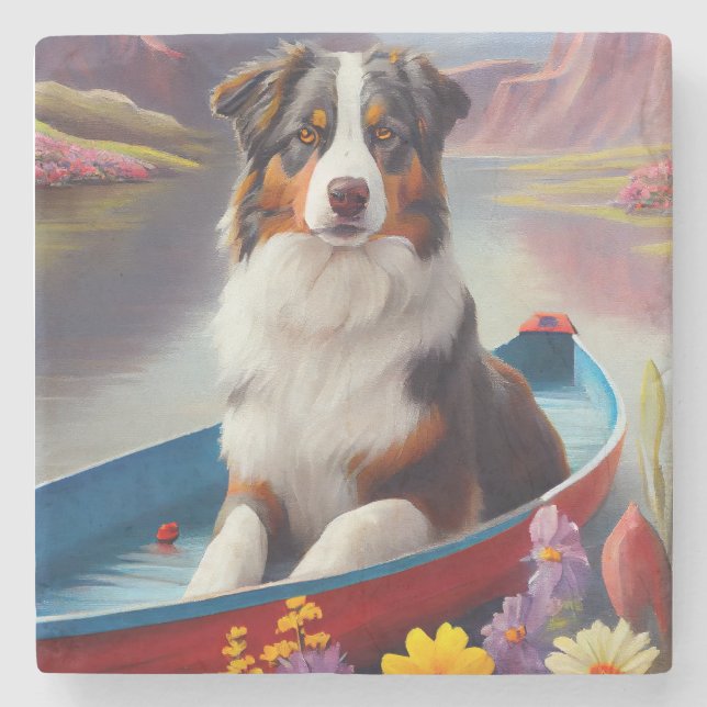 Australian shepherd på Paddle: en scen Äventyr Stenunderlägg (Framsidan)