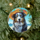 Australian shepherd på sommargåva vid Beach hund ä Julgransprydnad Keramik<br><div class="desc">Tittar du perfektens sommargåva till hund älskare? Titta bara på den här fantastiska Hund på strandscenen! Den här öga-fångstdesignen fångar upp den här fina rasens lekande anda när den frossar på sanden och tar sig in i sol och surfa. Med sin livliga färg och verklighetstrogna detaljrikedom kommer den här designen...</div>