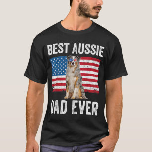 Australian shepherd Pappa Amerikanska Flagga Au Hu T Shirt