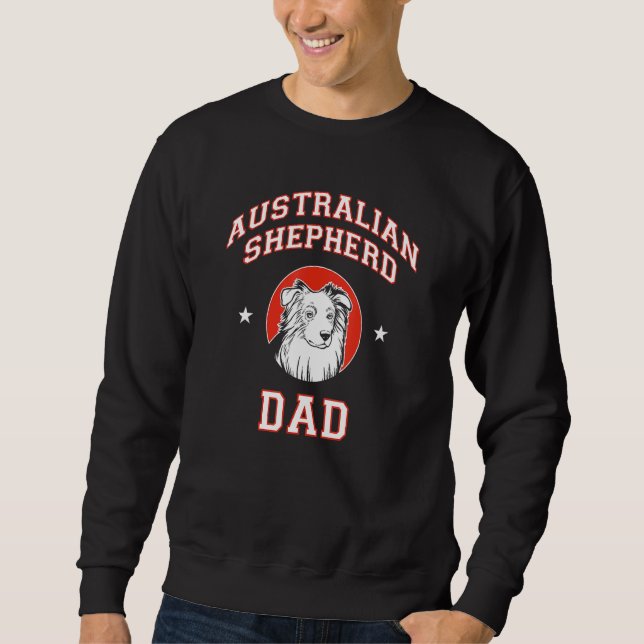 Australian shepherd Pappa Lång Ärmad Tröja (Framsida)