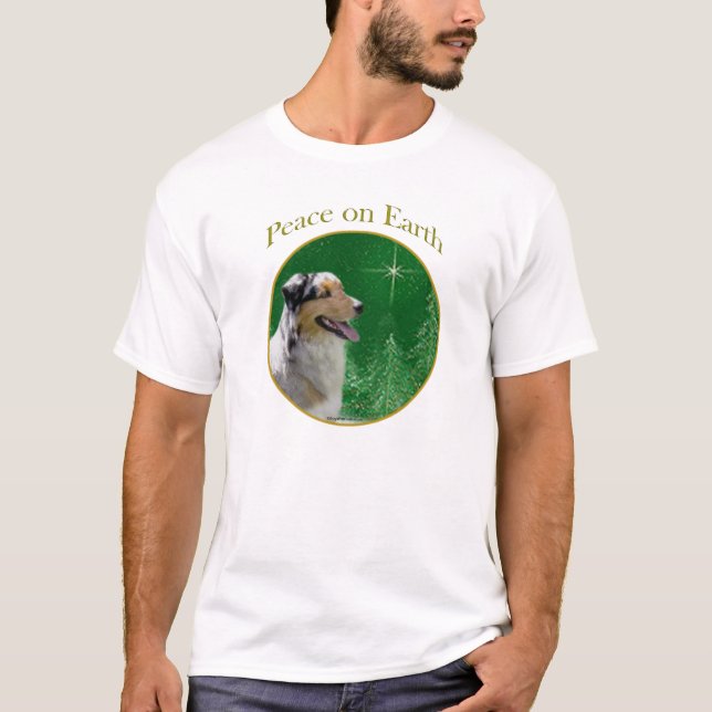 Australian shepherd Peace Tee Shirt (Framsida)
