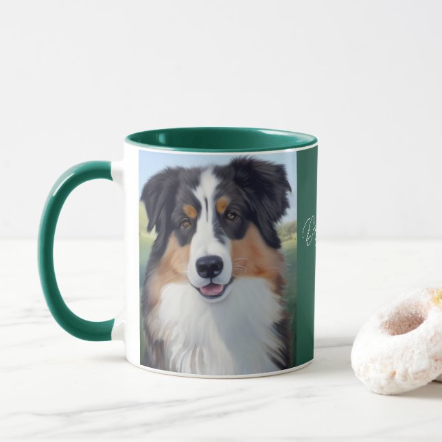 Australian Shepherd Portrait -  Mugg (Med munk)