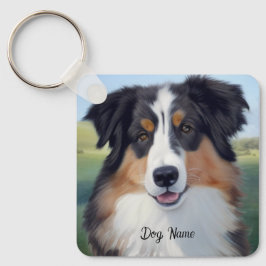Australian Shepherd Portrait  -  Nyckelring