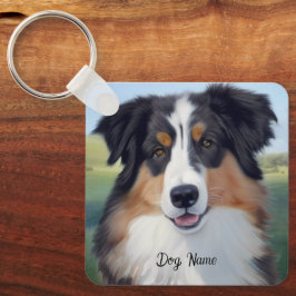 Australian Shepherd Portrait  -  Nyckelring