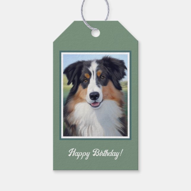 Australian Shepherd Portrait  -  Presentetikett (Framsidan)