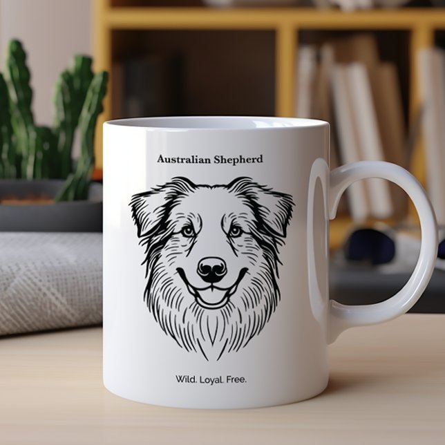 Australian shepherd Porträtt Kaffemugg (Skapare uppladdad)