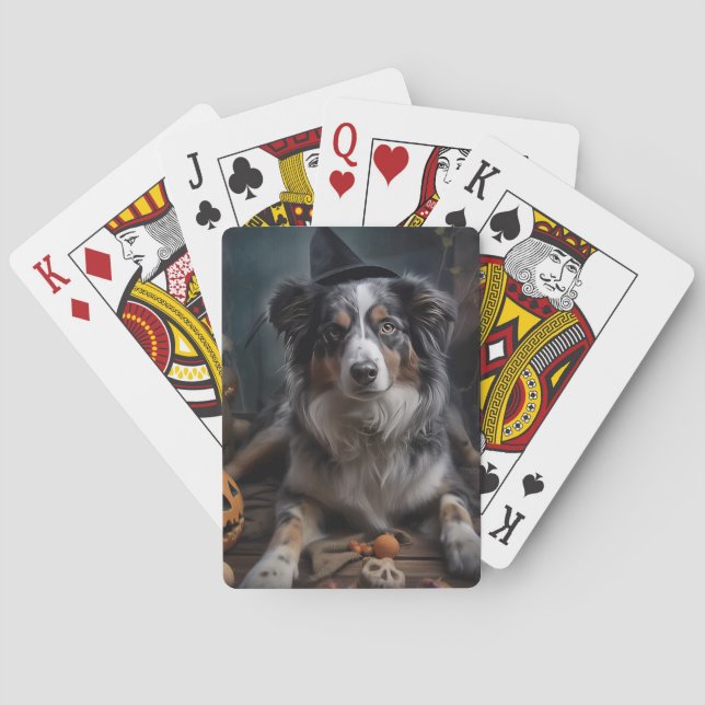 Australian Shepherd Pumpak Halloween Skräckinjagan Casinokort (Baksidan)