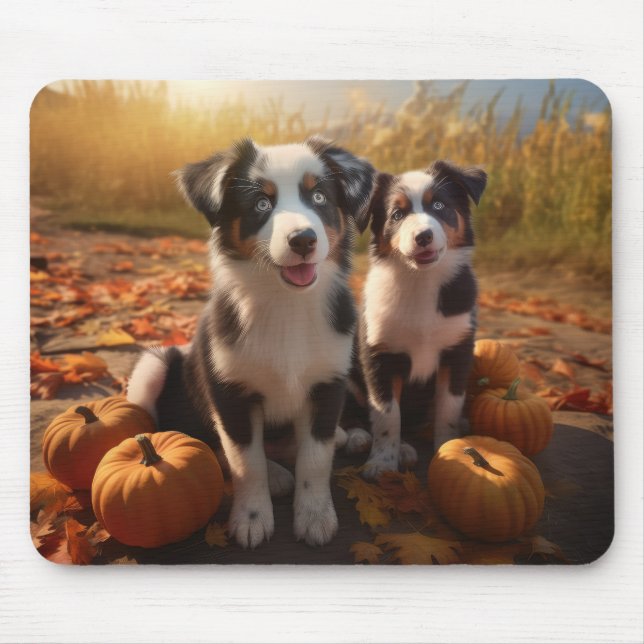 Australian shepherd Pumpkin för höstdelight Musmatta (Framsidan)