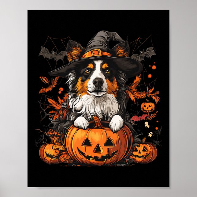 Australian shepherd Pumpkin Halloween Thanksgiving Poster (Framsidan)