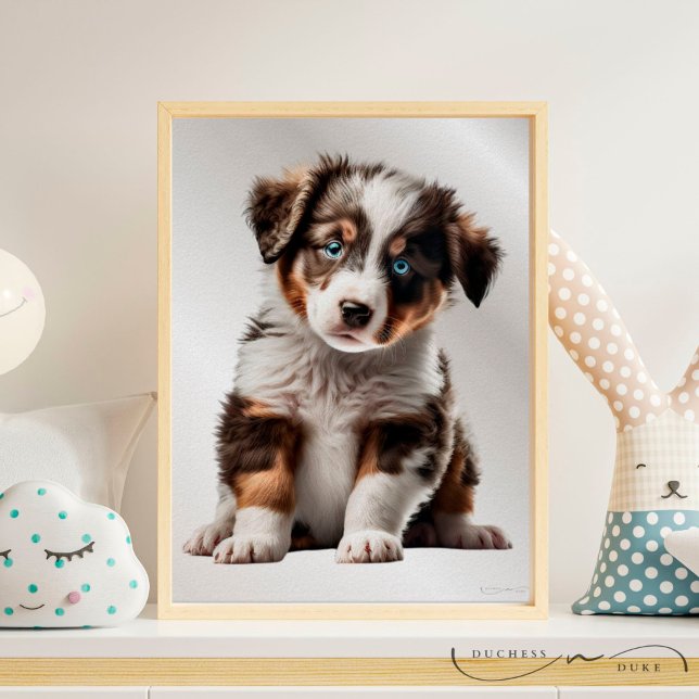 Australian shepherd Puppy Hund Graphic Nursery Art Poster (Skapare uppladdad)