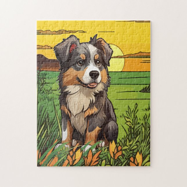 Australian Shepherd Puppy Pussel (Vertikal)