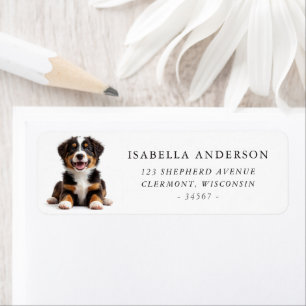 Australian shepherd Puppy Returadress Etikett