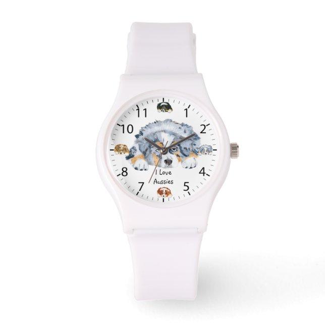 Australian shepherd Puppy Womens Watch Armbandsur (Framsida)