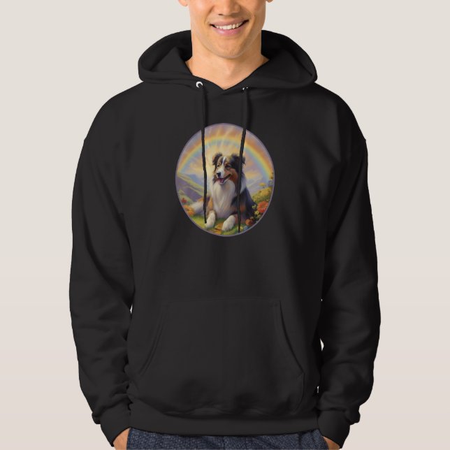 Australian Shepherd Rainbow Bridge Aussie Dog Memo Hoodie (Framsida)