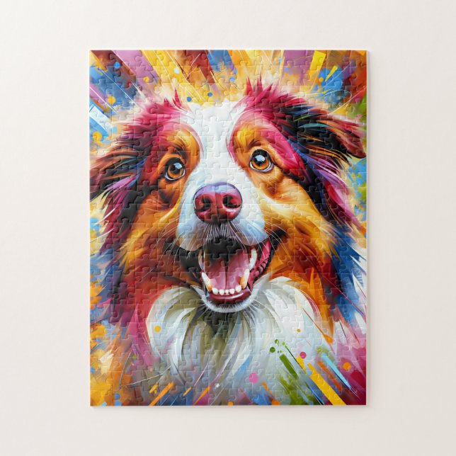 Australian shepherd Red Merle Hund Acrylic Print Pussel (Vertikal)