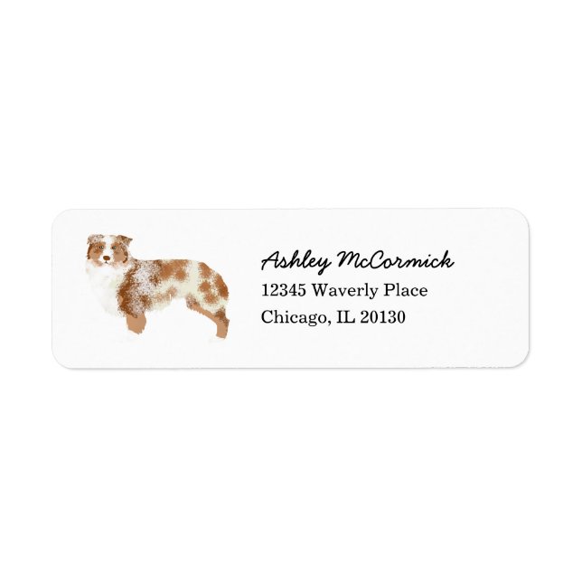 Australian shepherd Red Merle Return-adressetikett Returadress Etikett (Framsidan)