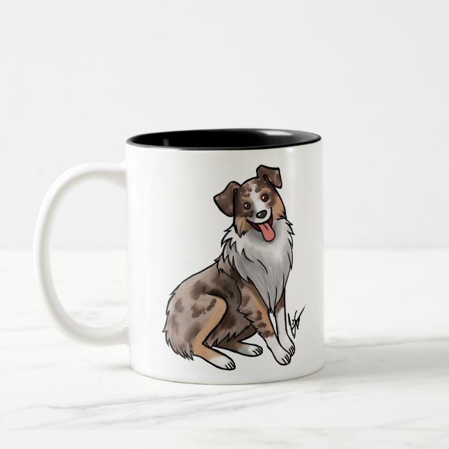 Australian shepherd - Red Merle Two-Tone Coffee Mu Två-Tonad Mugg (Vänster)