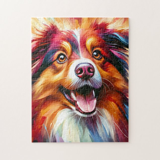 Australian shepherd Red Tri-Färg Hund Acrylic Pussel (Vertikal)