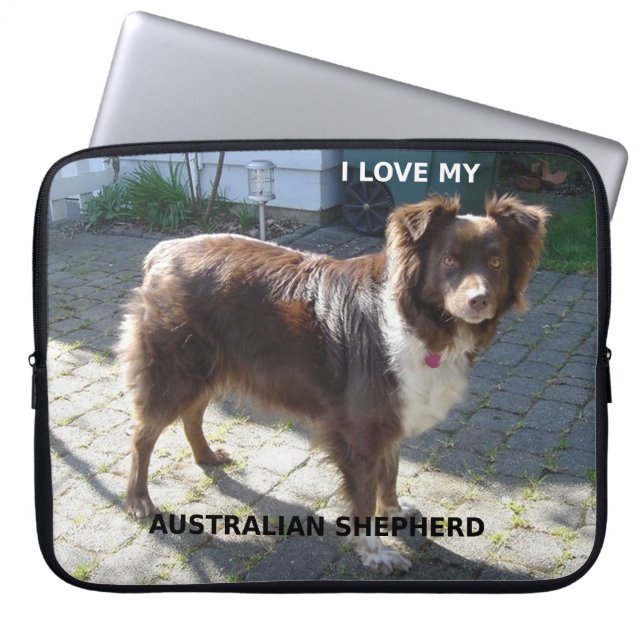 australian shepherd red tri kärlek w pic laptop fodral (Framsidan)
