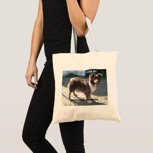 australian shepherd red tri kärlek w pic tygkasse (Framsida (produkt))