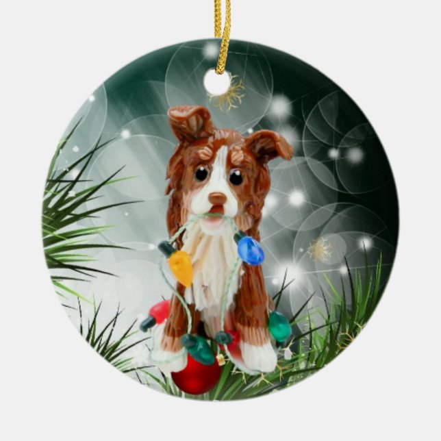Australian shepherd Red Tricolor Ceramic Ornament (Framsidan)