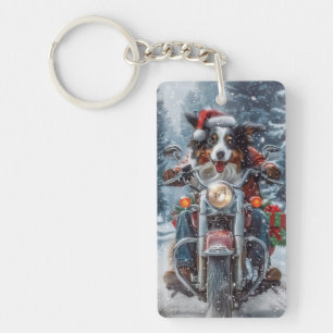Australian Shepherd Ridande på Motorcykel Jul