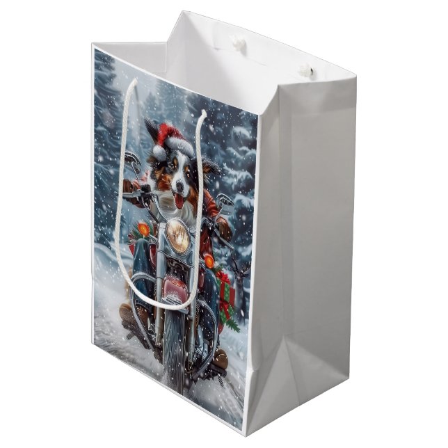 Australian shepherd Riding Motorcykel jul (Framsidan Vinklad)