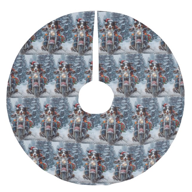 Australian shepherd Riding Motorcykel jul Julgransmatta Borstad Polyester (Framsidan)