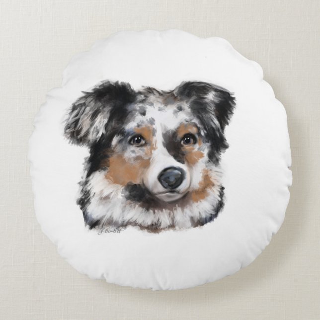 Australian Shepherd Rund Kudde (Framsidan)