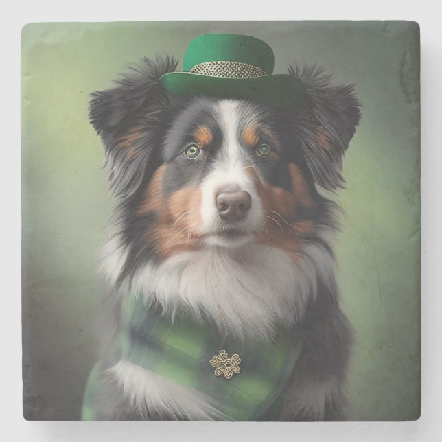 australian shepherd saint patrick stenunderlägg (Framsidan)