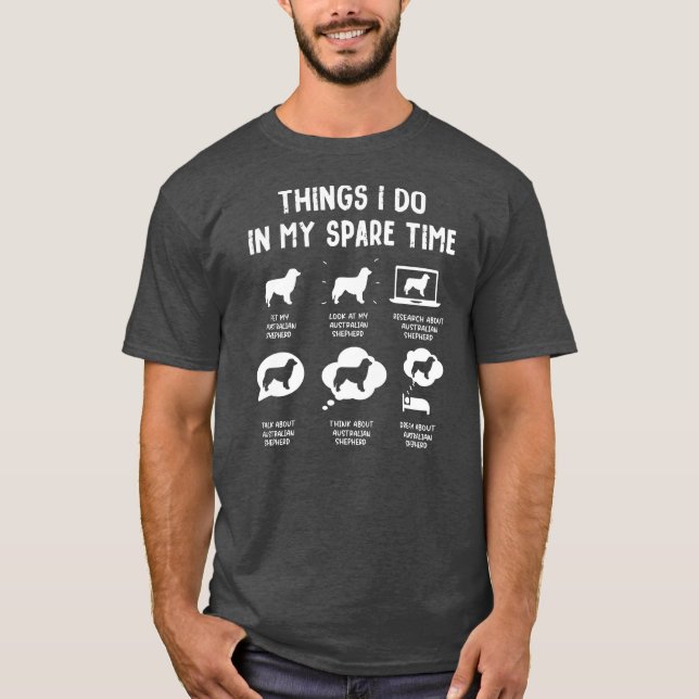 Australian shepherd Sak Do Spare Time Funy T Shirt (Framsida)