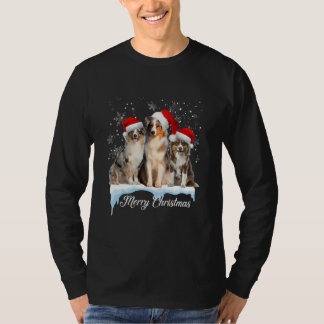 Australian Shepherd Santa Hat Merry Christmas T Shirt