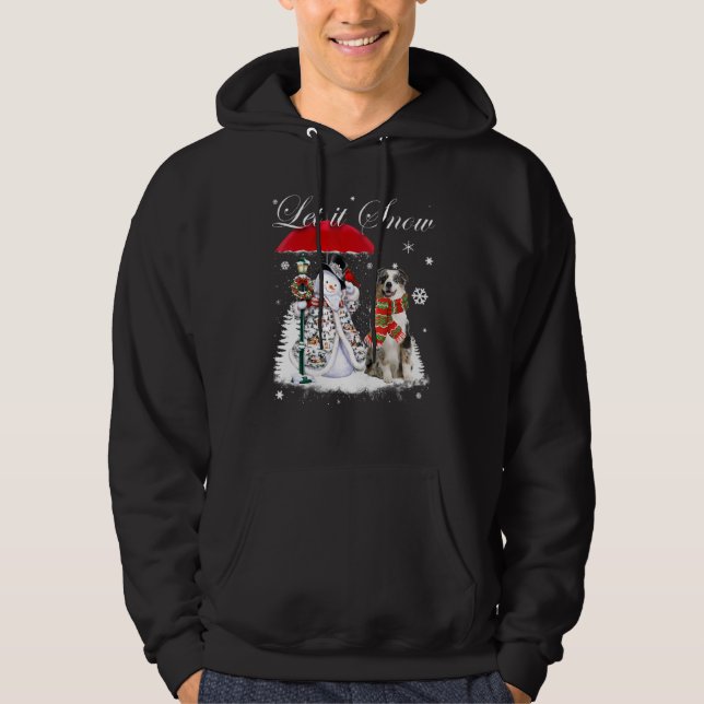 Australian shepherd Santa Hund jul, Snögubbe Xm Hoodie (Framsida)