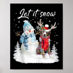 Australian shepherd Santa Hund jul, Snögubbe Xm Poster