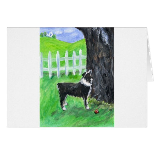 Australian shepherd ser ekorren hälsningskort (Framsidan Horizontal)