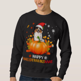 Australian shepherd Shirts, Lycklig Hallothanksmas Lång Ärmad Tröja