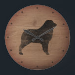 Australian shepherd Silhouette Rustic Stor Klocka<br><div class="desc">Aussie Älskare Wall Clock. Trämateriet är tryckt,  inte riktigt trä.</div>