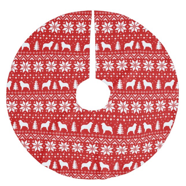 Australian shepherd Silhouettes jul Mönster Julgransmatta Borstad Polyester (Framsidan)