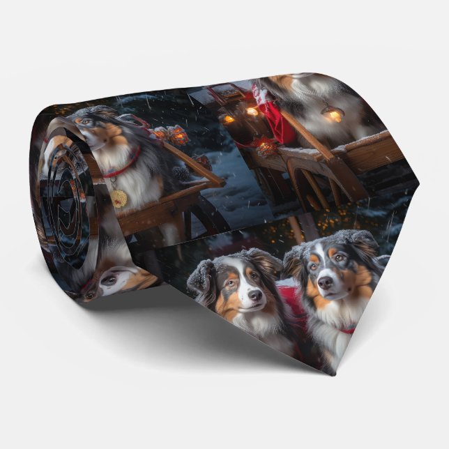 Australian Shepherd Snöig släde juldekoration Slips (Rullad)