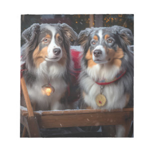 Australian shepherd Snowy Sleigh-juldekretet Anteckningsblock