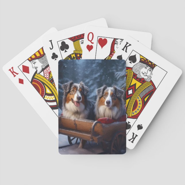 Australian shepherd Snowy Sleigh-juldekretet Casinokort (Baksidan)