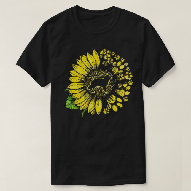 Australian shepherd Solros med Tass Aussie Hund T Shirt (Design framsida)